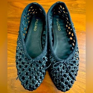 Pilcro Black Intricate Flats from Anthropologie size 8
